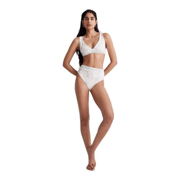 Madewell Reversible Bikini Set Abstract Flora Sz L NWT High Waist Beach Pool - Picture 3 of 16